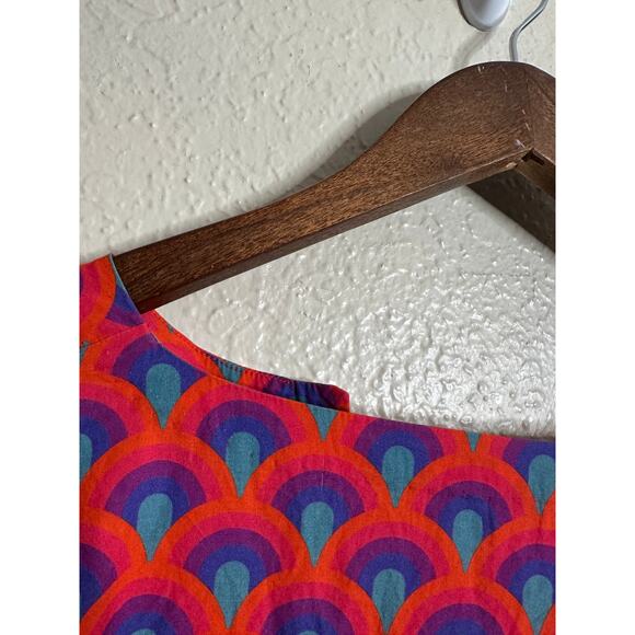 Rhode Ryan Dress in Red Retro Rainbow Print Mini Womans XL - Picture 8 of 11